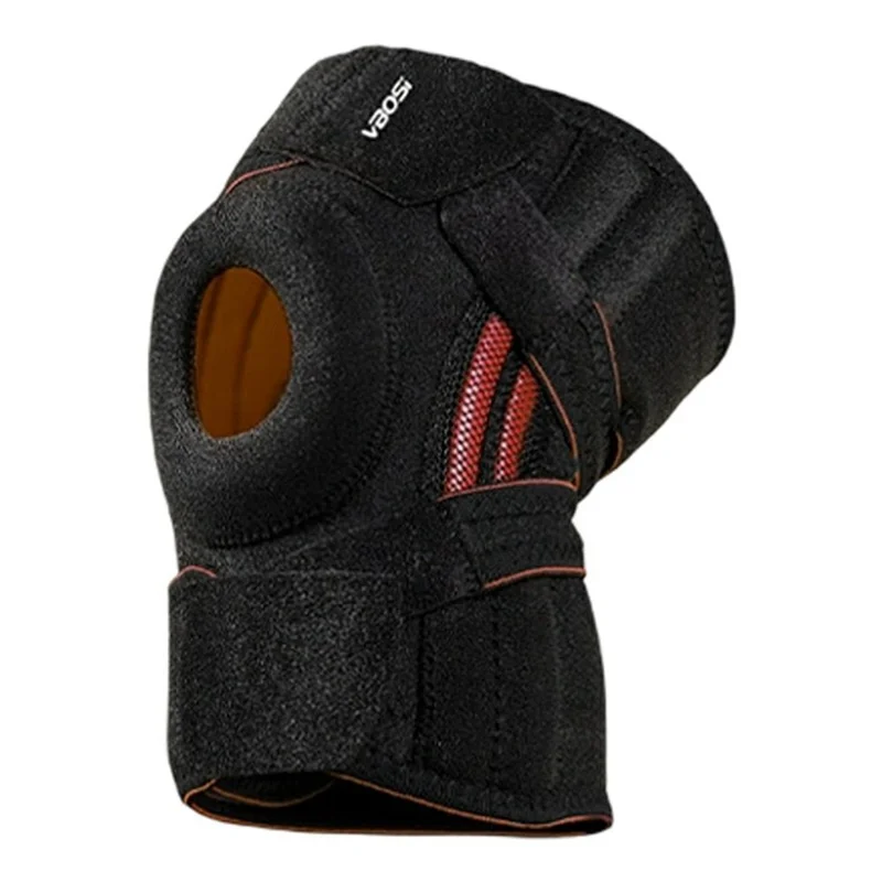 VBOSI 9777V 1Pc L Tamanho Joelheira Esportiva com Mola Suporte Absorção de Choque Alças para Compressão Respirável - Preto