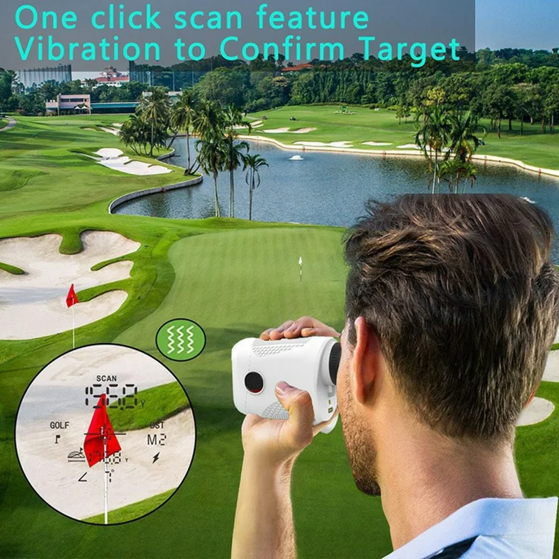 Golf Y5000 7X Magnification Laser Rangefinder Speedometer IPX4 Waterproof Golf Rangefinder 1000m Measuring Device for Outdoor - White