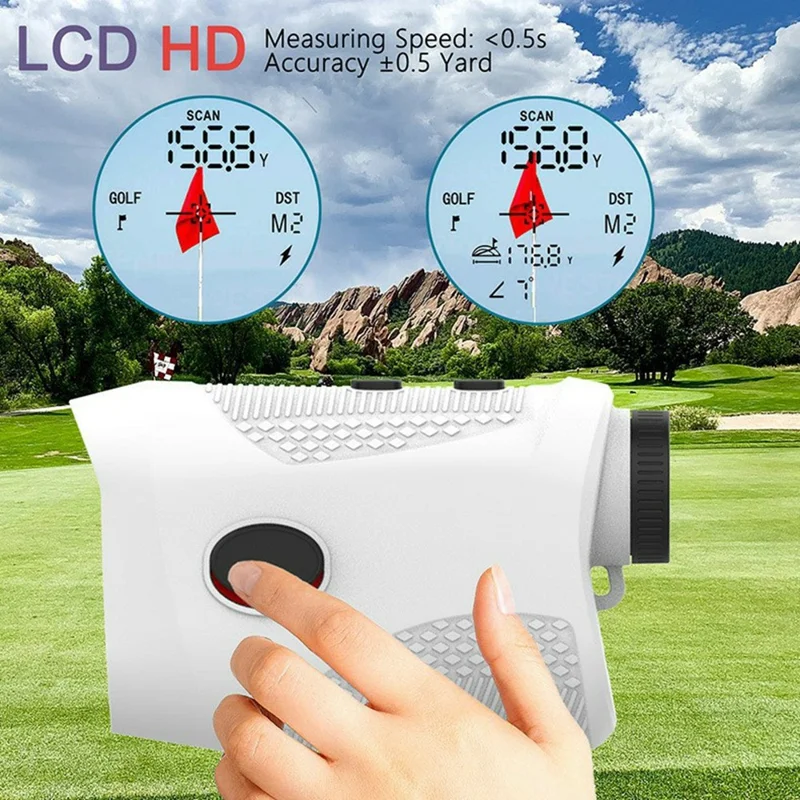 Golf Y5000 7X Magnification Laser Rangefinder Speedometer IPX4 Waterproof Golf Rangefinder 1000m Measuring Device for Outdoor - White