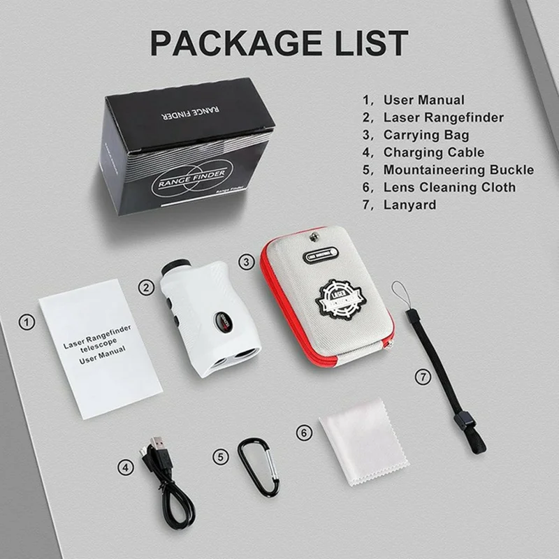 Golf Y5000 7X Magnification Laser Rangefinder Speedometer IPX4 Waterproof Golf Rangefinder 1000m Measuring Device for Outdoor - White