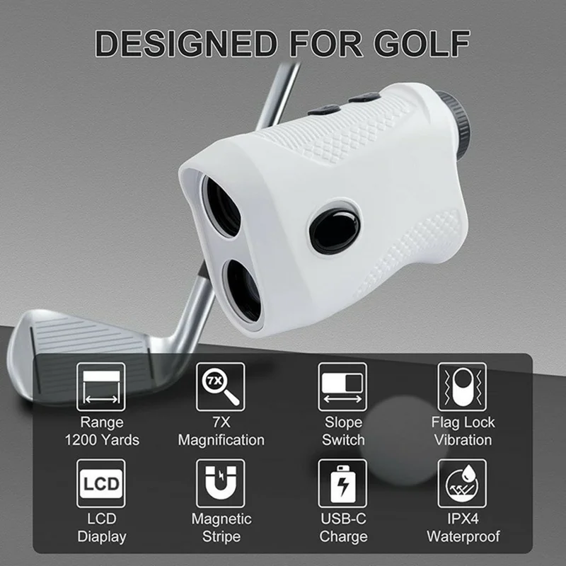 Golf Y5000 7X Magnification Laser Rangefinder Speedometer IPX4 Waterproof Golf Rangefinder 1000m Measuring Device for Outdoor - White