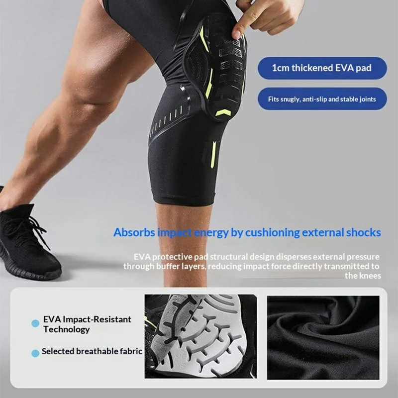 VBOSI 6024V 1Pc 45cm Sports Knee Pad Honeycomb EVA Foam Protective Gear for Basketball / Running / Cycling, L Size - Black