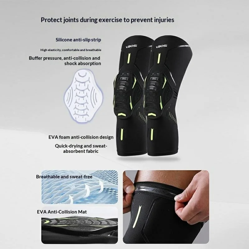 VBOSI 6024V 1Pc 45cm Sports Knee Pad Honeycomb EVA Foam Protective Gear for Basketball / Running / Cycling, L Size - Black