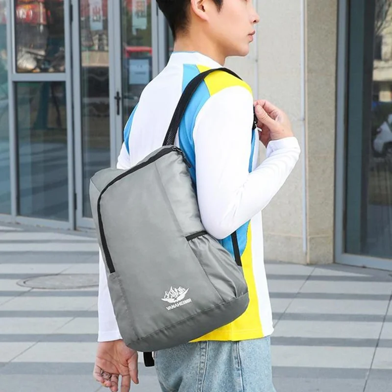 Foldable Hiking Backpack Lightweight Portable Travel Daypack for Outdoor Cycling Sports - Grey