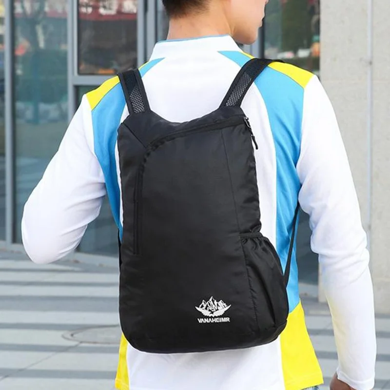 Foldable Hiking Backpack Lightweight Portable Travel Daypack for Outdoor Cycling Sports - Grey