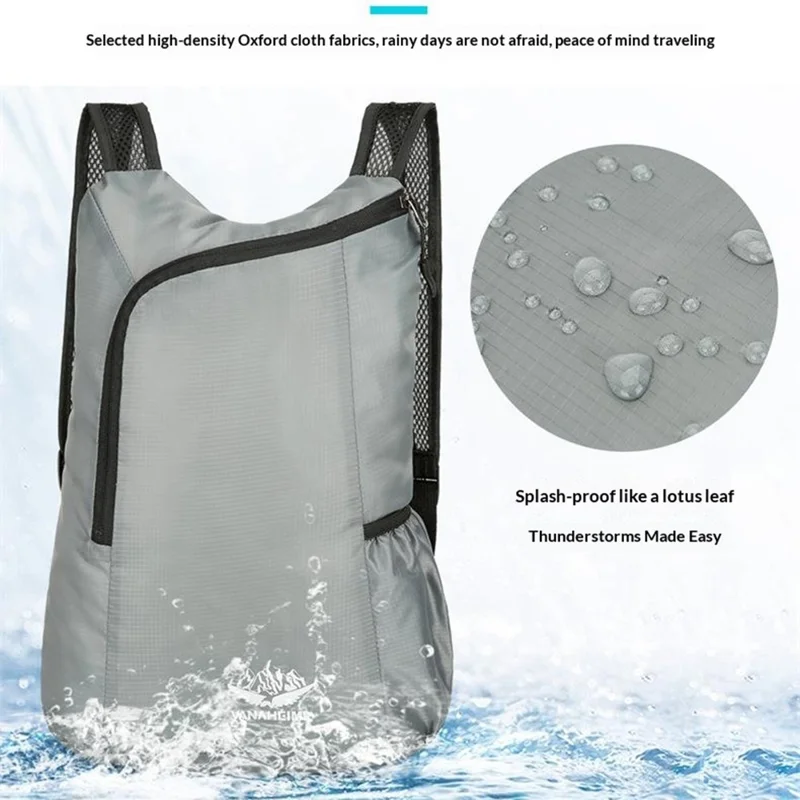 Foldable Hiking Backpack Lightweight Portable Travel Daypack for Outdoor Cycling Sports - Grey