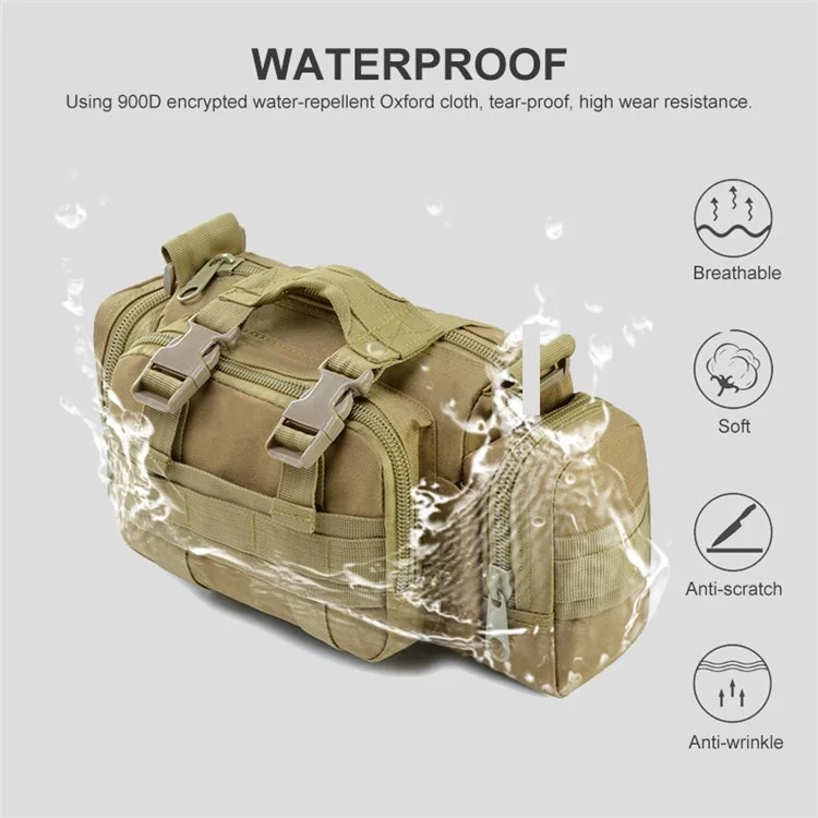 JSM J008 10L Sports Outdoor Waist Pack Molle Tactical Sling Bag Waterproof Hiking Fanny Pack