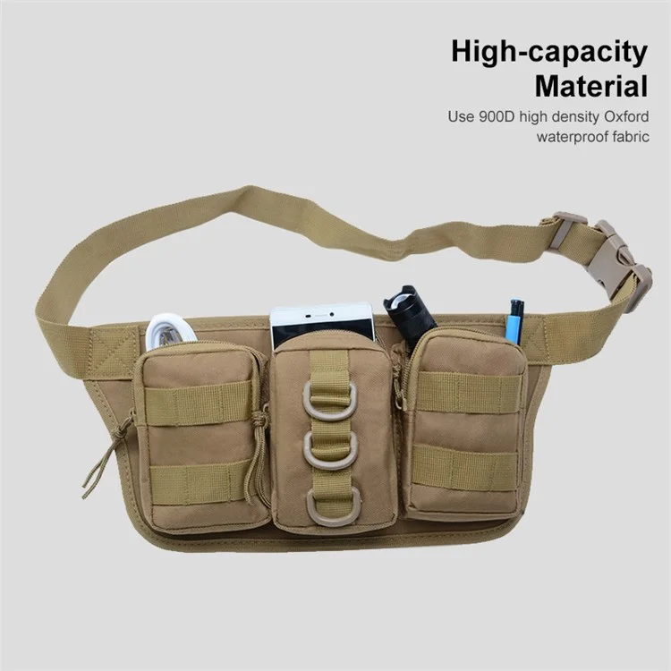JSM J010 2L Tactical Fanny Pack Waterproof Military Molle Waist Bag for Hiking Camping Fishing - Desert Camouflage