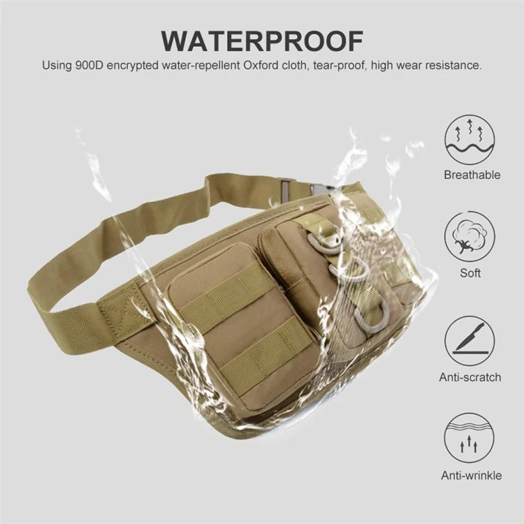 JSM J010 2L Tactical Fanny Pack Waterproof Military Molle Waist Bag for Hiking Camping Fishing - Desert Camouflage