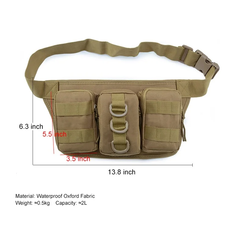 JSM J010 2L Tactical Fanny Pack Waterproof Military Molle Waist Bag for Hiking Camping Fishing - Desert Camouflage