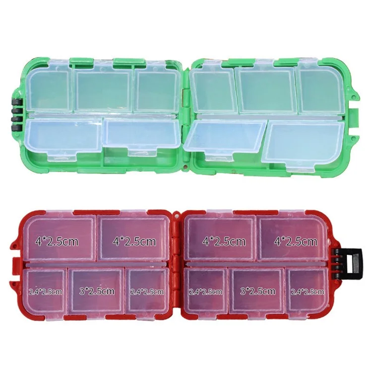 10 Compartments Fishing Lure Box Bait Storage Case Fishing Tackle Storage Tray Hooks Organizer - Green