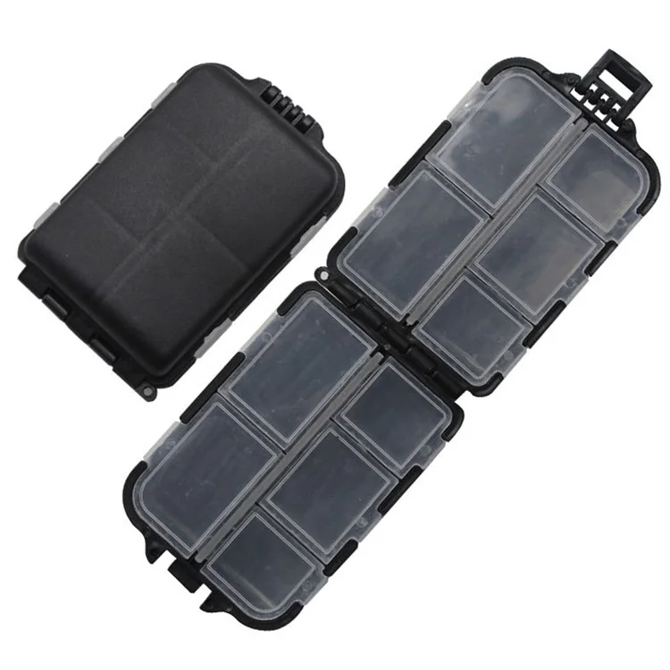 10 Compartments Fishing Lure Box Bait Storage Case Fishing Tackle Storage Tray Hooks Organizer - Black