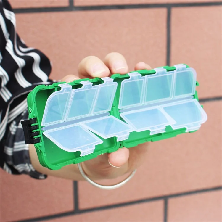 10 Compartments Fishing Lure Box Bait Storage Case Fishing Tackle Storage Tray Hooks Organizer - Black