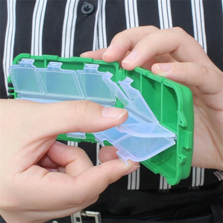 10 Compartments Fishing Lure Box Bait Storage Case Fishing Tackle Storage Tray Hooks Organizer - Black