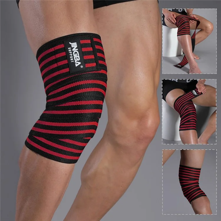 JINGBA SUPPORT 8324C Sports Knee Brace Knee Compression Sleeve Elastic Nylon + Spandex Knee Protection Cover for Deep Squat - Red