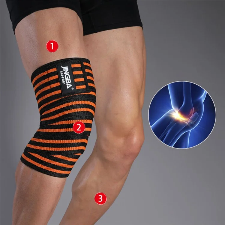 JINGBA SUPPORT 8324C Sports Knee Brace Knee Compression Sleeve Elastic Nylon + Spandex Knee Protection Cover for Deep Squat - Red