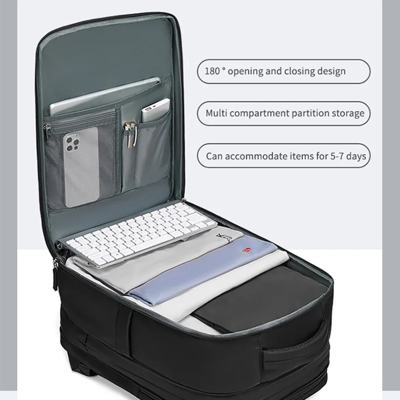 OUTWALK Großer Reise-Nylon-Wasserdichter Herren-Rucksack Laptop-Kleidung-Aufbewahrungstasche mit Doppelschultertragegurt - Hellgrau