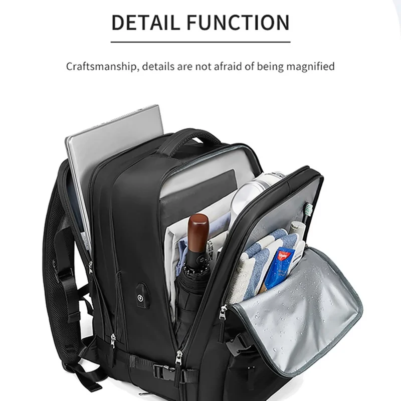 OUTWALK Large Capacity Travel Nylon Waterproof Men Backpack Laptop Clothes Storage Dual Shoulders Bag - Dark Grey
