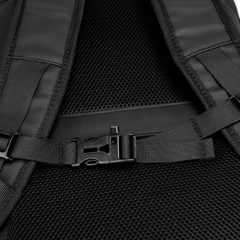 OUTWALK Business Style Oxford+Polyester Shoulder Bag Splash-Proof 36-55L Large Backpack for Women, Men - Elegant / Black