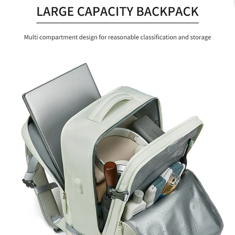 OUTWALK Fashionable Style 20-35L Student Backpack Waterproof Extended Shoulder Bag for 16" Laptops - Mint Green
