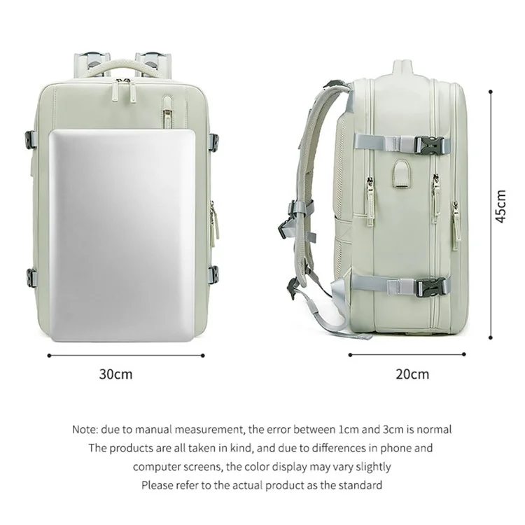 OUTWALK Fashionable Style 20-35L Student Backpack Waterproof Extended Shoulder Bag for 16" Laptops - Mint Green