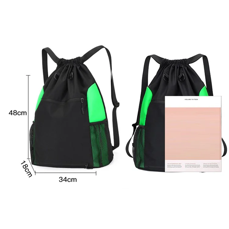 TAIDING Z16 Mochila con cordón de nailon Baloncesto Bolsa de almacenamiento Hombros Bolsa de cuerdas Mochila con cordón - Verde