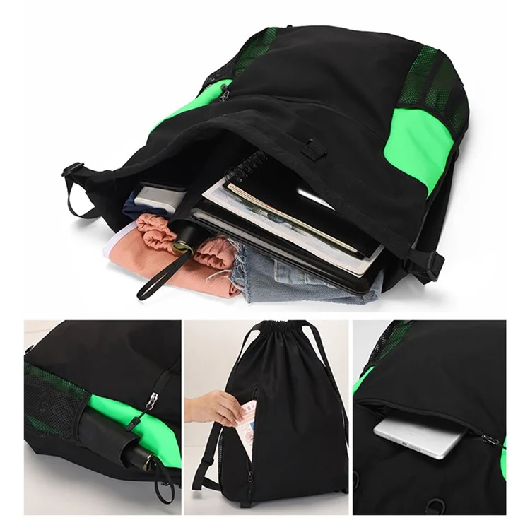 TAIDING Z16 Mochila con cordón de nailon Baloncesto Bolsa de almacenamiento Hombros Bolsa de cuerdas Mochila con cordón - Verde