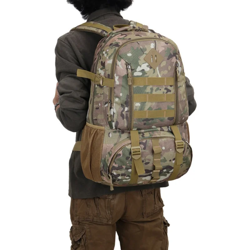 FLAMEHORSE 50L Grand sac à dos en nylon avec grande capacité pour le plein air, la randonnée et le trekking - Camouflage vert