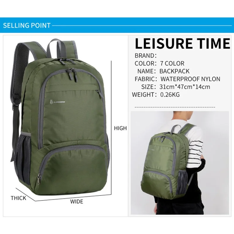 FLAMEHORSE k66 Mochila Impermeable de Tela Oxford Casual de Viaje Deportiva Plegable - Azul