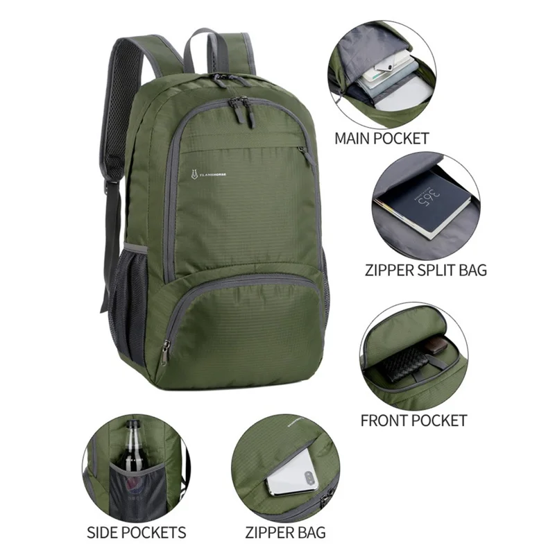 FLAMEHORSE k66 Mochila Impermeable de Tela Oxford Casual de Viaje Deportiva Plegable - Azul