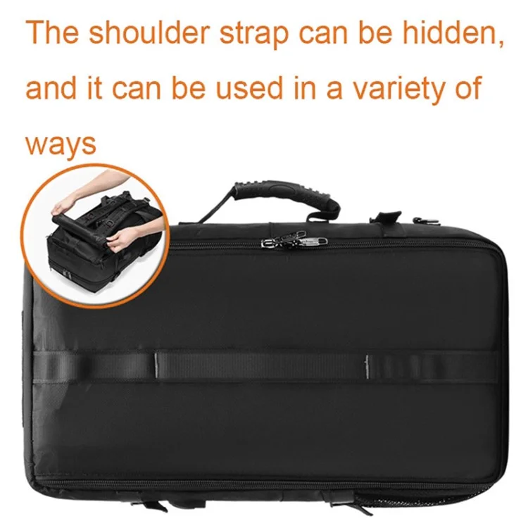 2070 Oxford Cloth+Polyester Waterproof Backpack Hiking Trekking Rucksack with USB Charging Port - Black