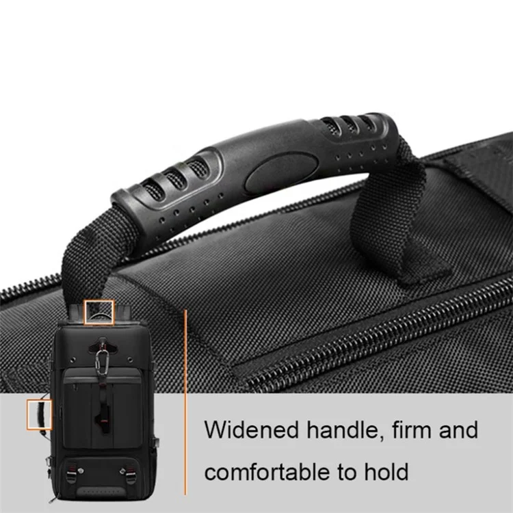 2070 Oxford Cloth+Polyester Waterproof Backpack Hiking Trekking Rucksack with USB Charging Port - Black