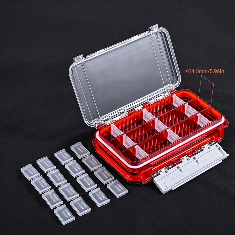 LEO 28237 Fishing Tackle Boxes Waterproof Hooks Storage Organizer Transparent PC Lure Fishing Box - Red