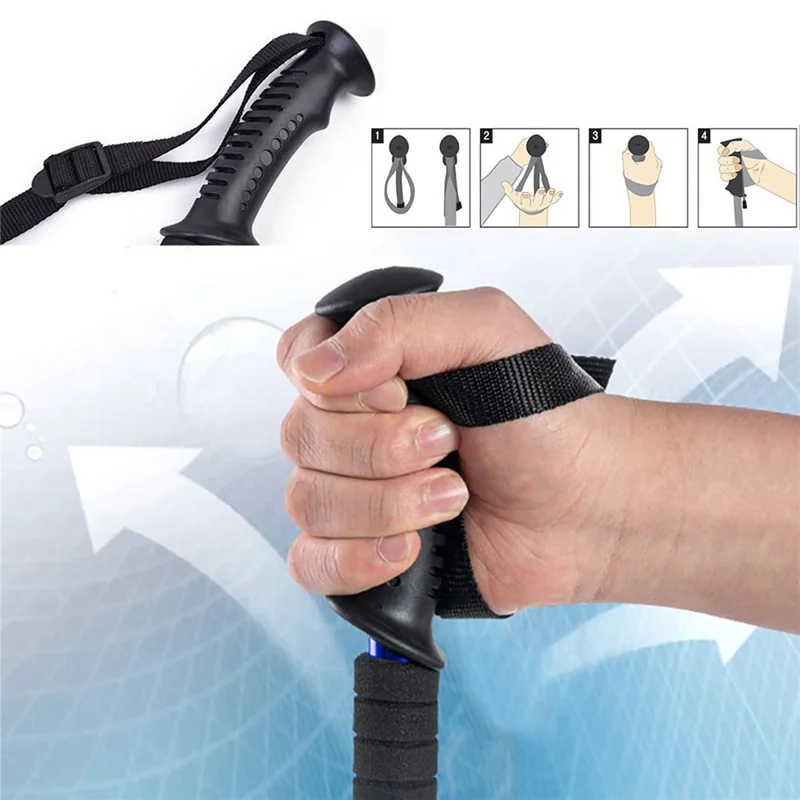 135cm Extendable 3-Section Hiking Stick for Mountain Climbing Foldable Trekking Pole - Black