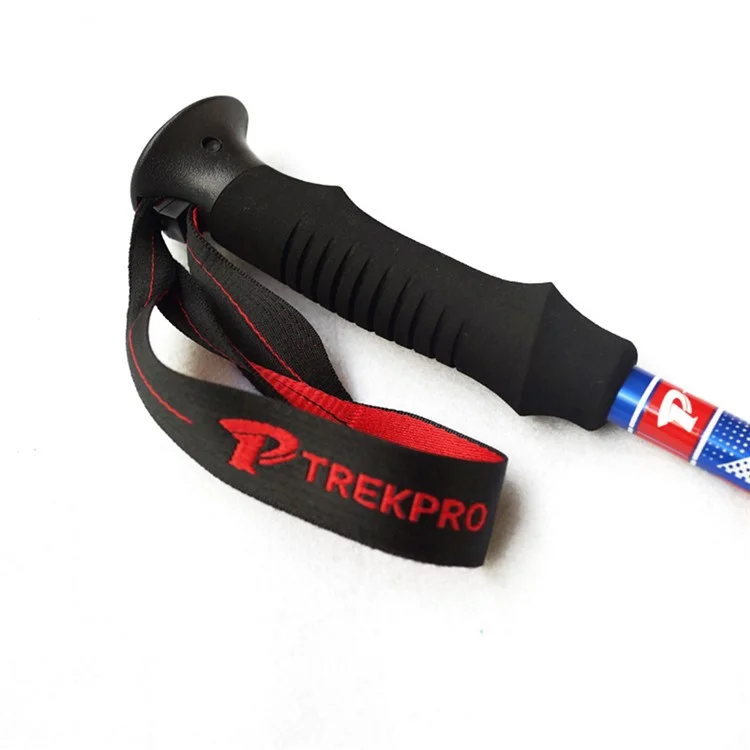 TREKPRO TP601 Bastón de Senderismo Plegable de 110-125 cm, 5 Secciones, Ligero de Aleación de Aluminio - Azul