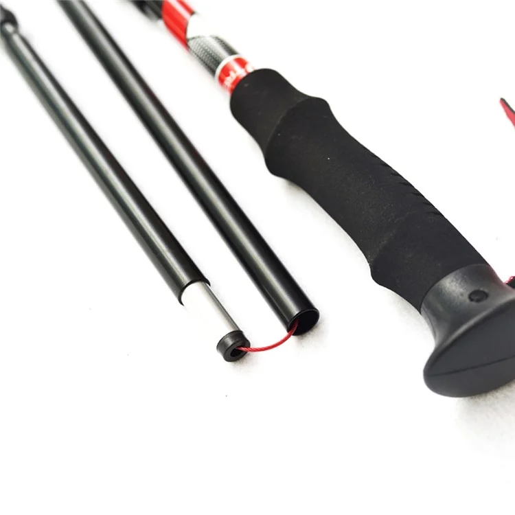 TREKPRO TP601 Bastón de Senderismo Plegable de 110-125 cm, 5 Secciones, Ligero de Aleación de Aluminio - Azul