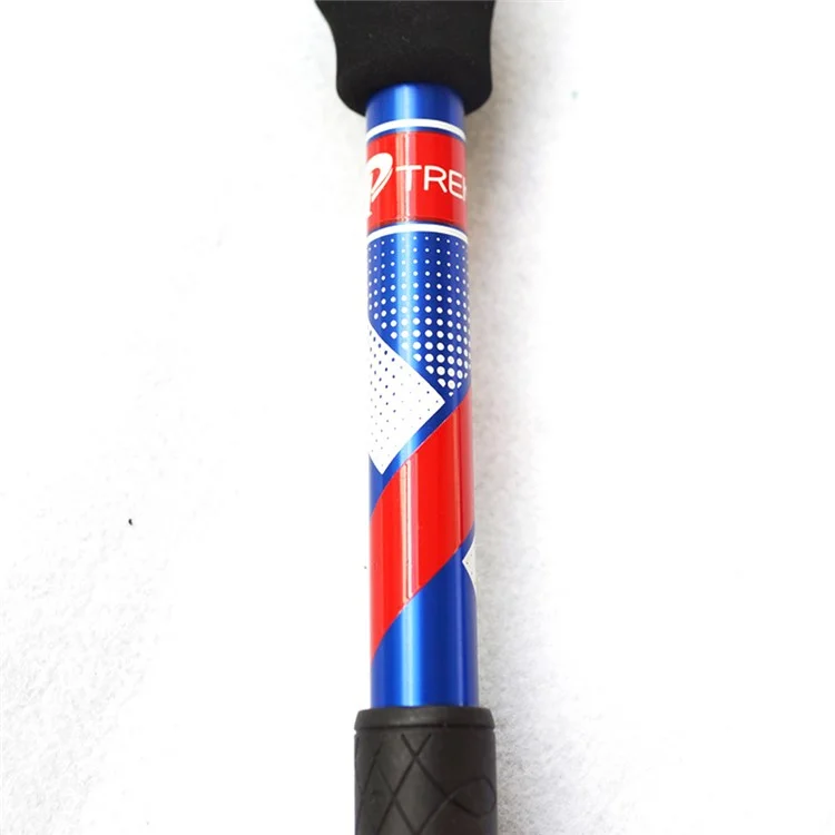 TREKPRO TP601 Bastón de Senderismo Plegable de 110-125 cm, 5 Secciones, Ligero de Aleación de Aluminio - Azul