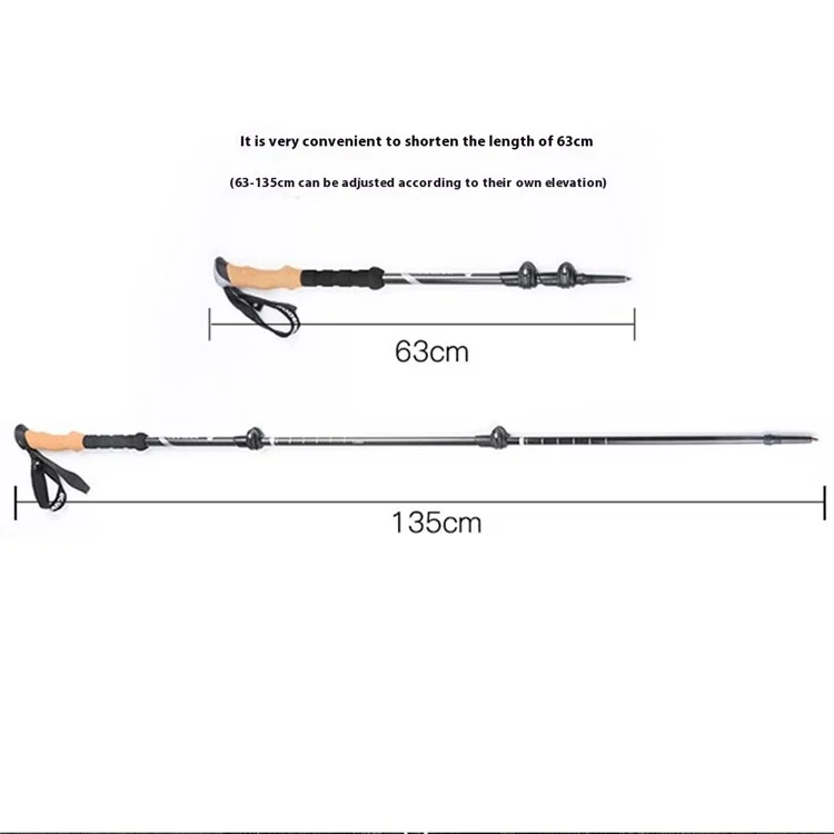 KODENOR KDN-001 2 углеродных трекинговых палки складные 3 секции для похода с внешним замком - Синий