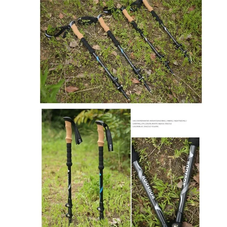 KODENOR KDN-001 2 углеродных трекинговых палки складные 3 секции для похода с внешним замком - Синий
