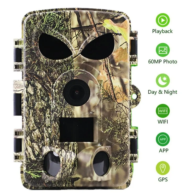 PR8000 Caméra de Chasse Extérieure 8K WiFi 60MP Ultra HD Vision Nocturne Pistage Animalier Caméra Compact de Poche