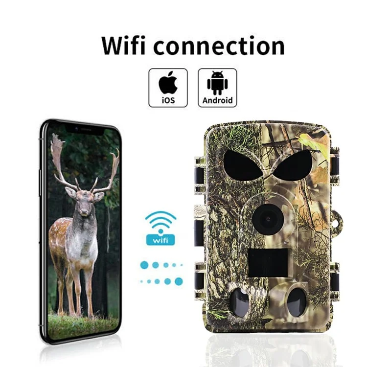 PR8000 Caméra de Chasse Extérieure 8K WiFi 60MP Ultra HD Vision Nocturne Pistage Animalier Caméra Compact de Poche