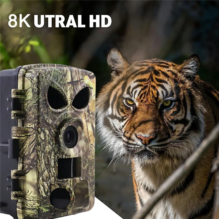 PR8000 Caméra de Chasse Extérieure 8K WiFi 60MP Ultra HD Vision Nocturne Pistage Animalier Caméra Compact de Poche