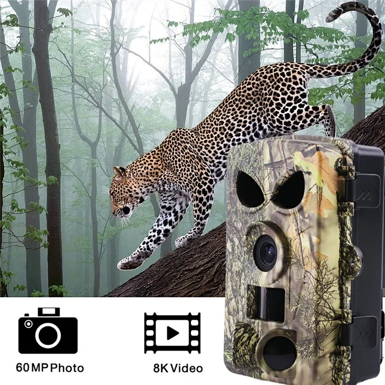 PR8000 Caméra de Chasse Extérieure 8K WiFi 60MP Ultra HD Vision Nocturne Pistage Animalier Caméra Compact de Poche