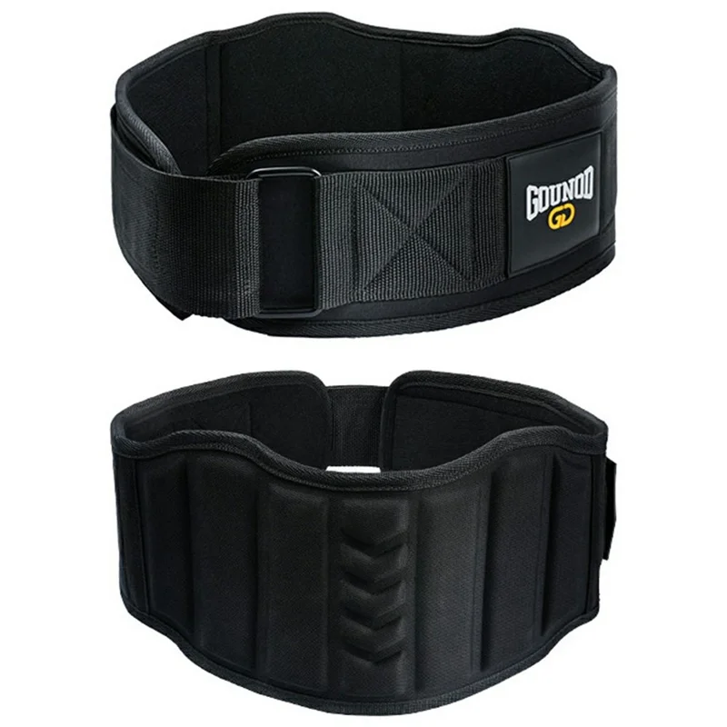 GOUNOD HY020 Cinturón de Soporte para Levantamiento de Peso Powerlifting - Banda de Protección de Cintura para Entrenamiento de Sentadillas - Negro Talla S