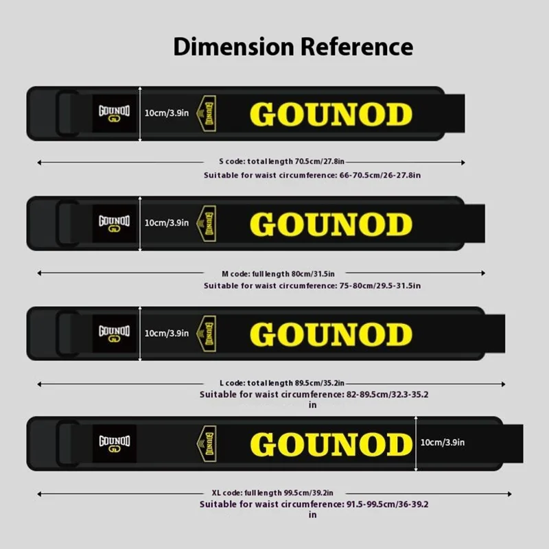 GOUNOD HY021 Weight Lifting Belt Powerlifting Back Support Squat Deadlift Lumbar Brace - Black XL