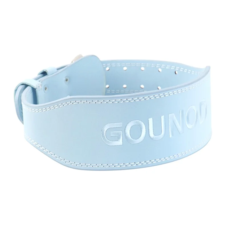 GOUNOD HY036 Weightlifting Belt Matte PU Leather Fitness Squat Deadlift Powerlifting Waist Support, Size L - Blue