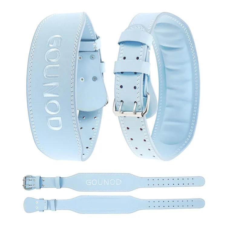GOUNOD HY036 Weightlifting Belt Matte PU Leather Fitness Squat Deadlift Powerlifting Waist Support, Size L - Blue