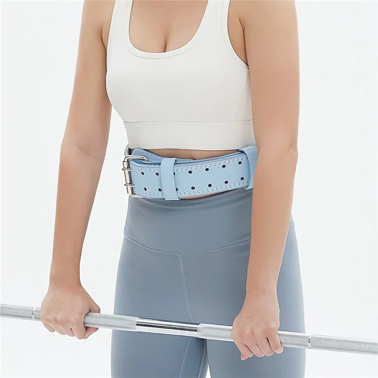 GOUNOD HY036 Weightlifting Belt Matte PU Leather Fitness Squat Deadlift Powerlifting Waist Support, Size L - Blue
