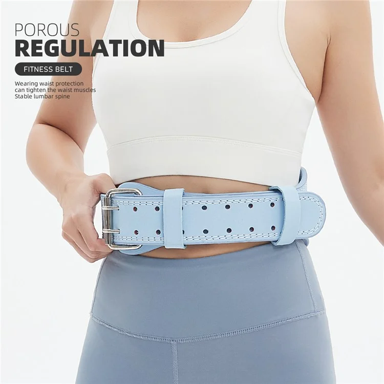 GOUNOD HY036 Weightlifting Belt Matte PU Leather Fitness Squat Deadlift Powerlifting Waist Support, Size L - Blue