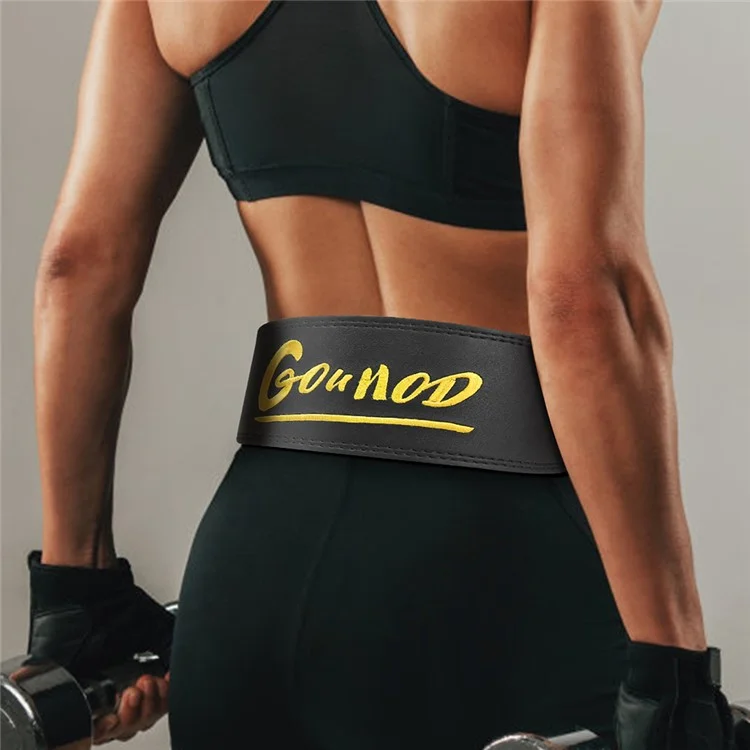 GOUNOD HY034 Ceinture de musculation brodée en cuir PU pour soulevé de terre et support lombaire, Taille S - Noir